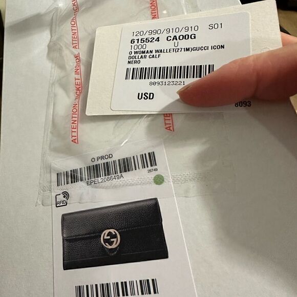 NEW Gucci interlock black leather wallet on chain - Picture 7 of 11